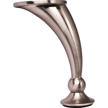 Hardware Resources Adjustable 4-1/2" - 4-5/8" Satin Nickel Round Curved Metal Furniture Leg 89102-SN